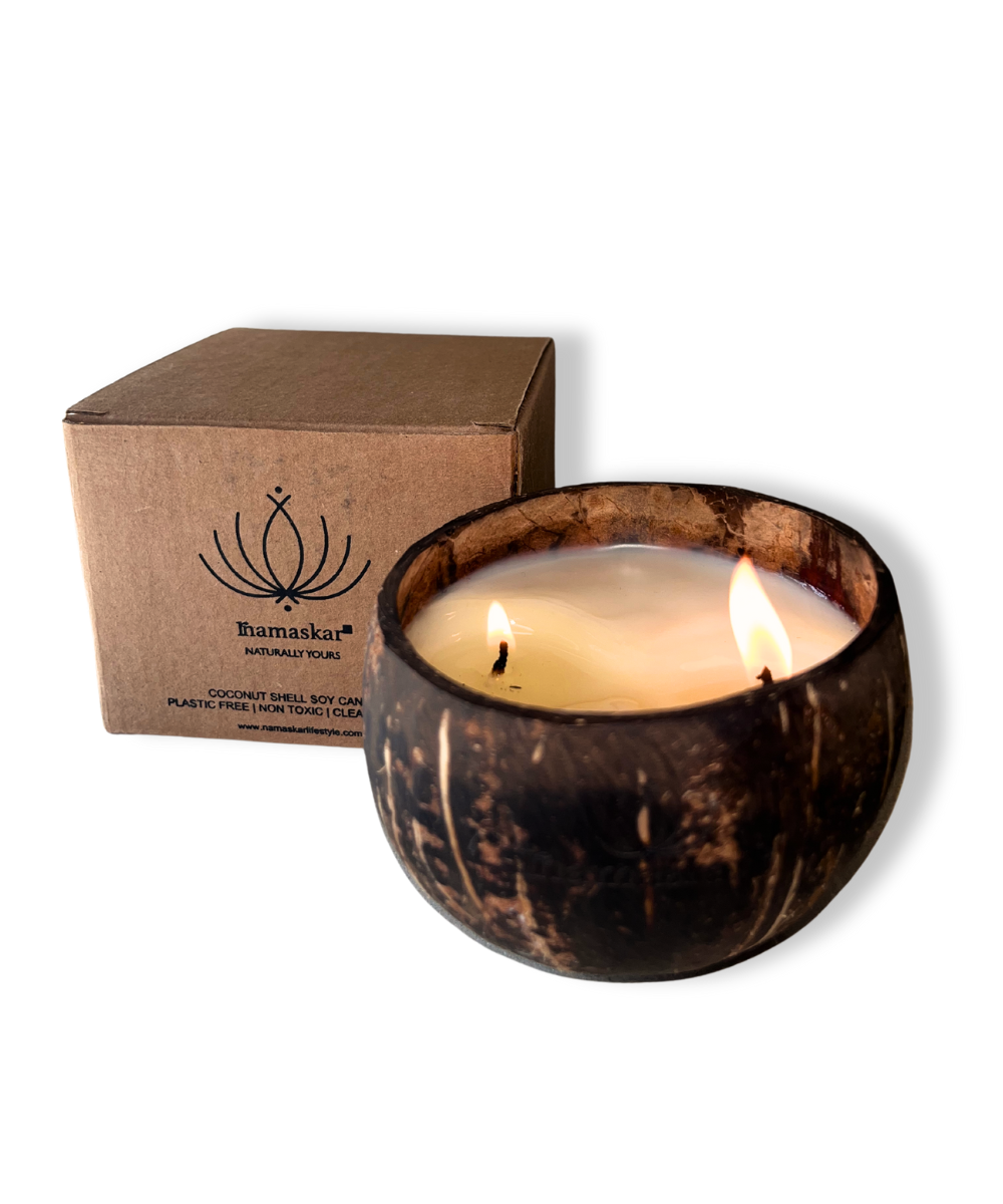 100% Biodegradable Soy wax coconut Candle | Pack of 2