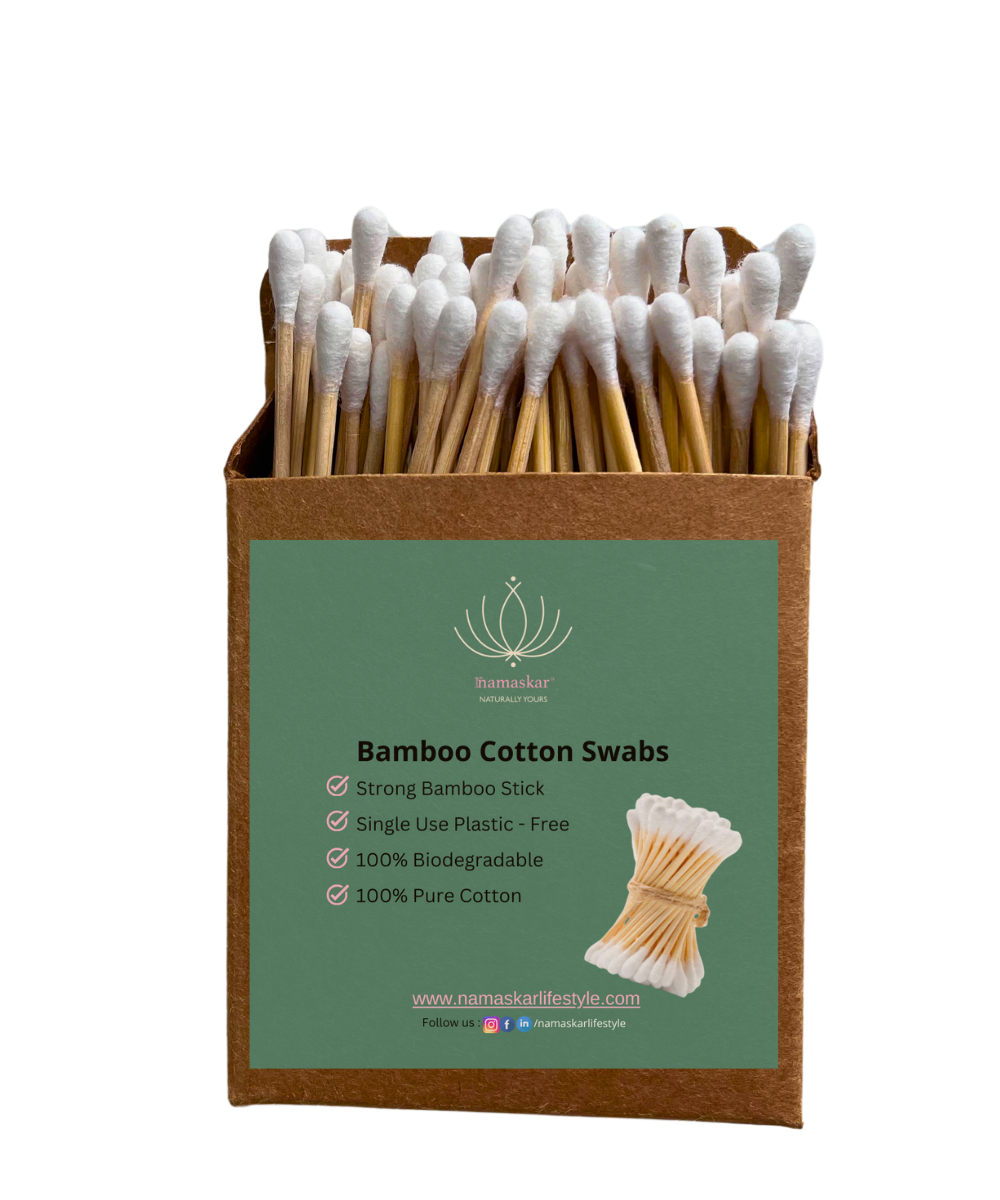 100% Natural Bamboo Premium Cotton Swabs | 100 Sticks | Soft and Gentle