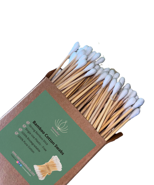 100% Natural Bamboo Premium Cotton Swabs | 100 Sticks | Soft and Gentle