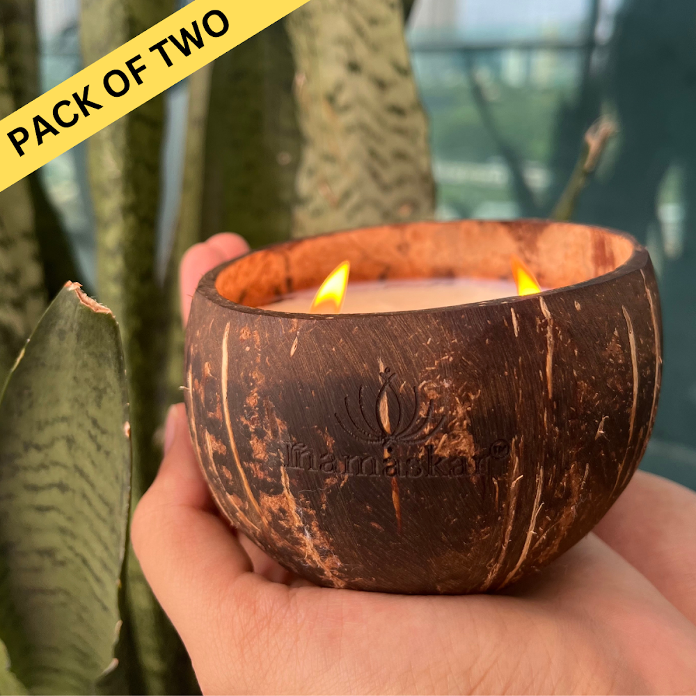 100% Biodegradable Soy wax coconut Candle | Pack of 2