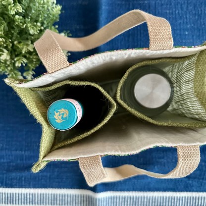 Sustainable | 100% Natural Darbha Jute Utility gifting bag - for Bottle | Wine